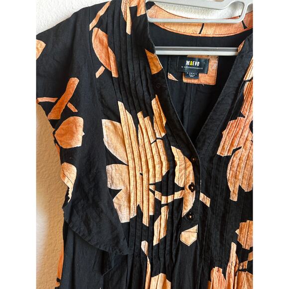 Anthropologie Maeve Black Flutter Sleeve Maeve Cassandra Maxi Dress XS - Picture 7 of 12